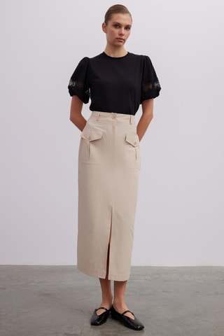 Jupe midi - Beige