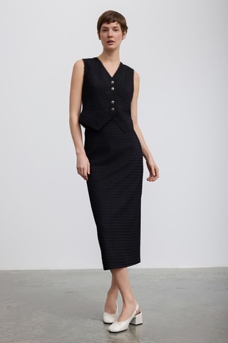 Jupe midi taille haute - Noir