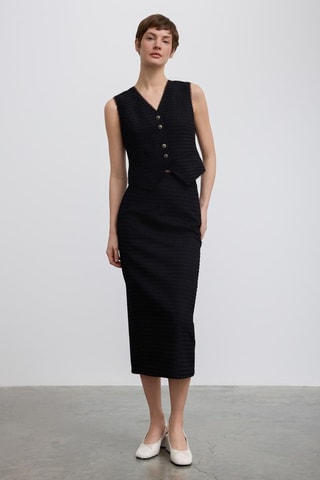 Jupe midi taille haute - Noir