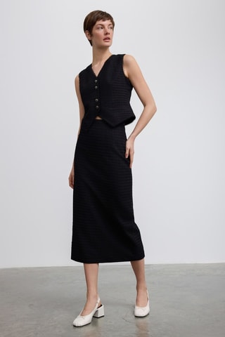 Jupe midi taille haute - Noir