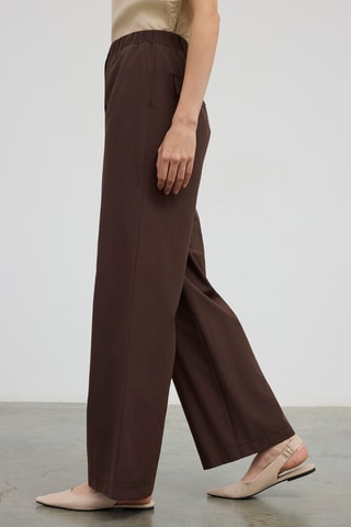 Pantalon taille haute - Marron