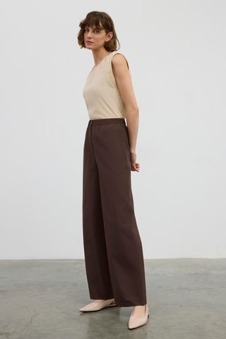 Pantalon taille haute - Marron