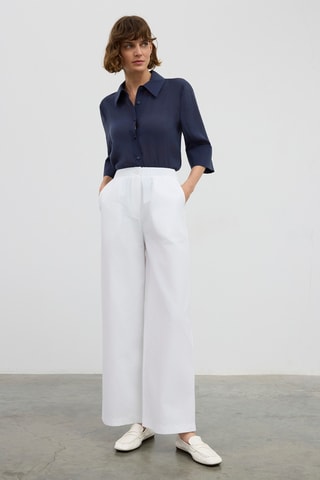 Pantalon taille haute - Blanc