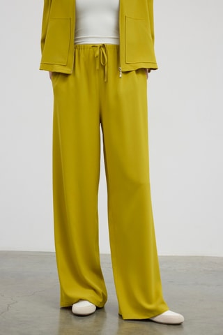 Pantalon taille haute - Vert citron