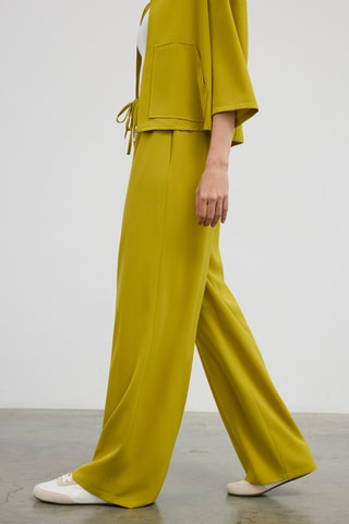 Pantalon taille haute - Vert citron