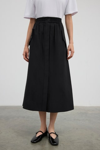 Jupe midi taille haute - Noir