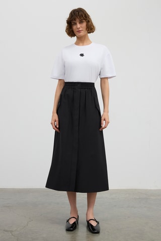 Jupe midi taille haute - Noir