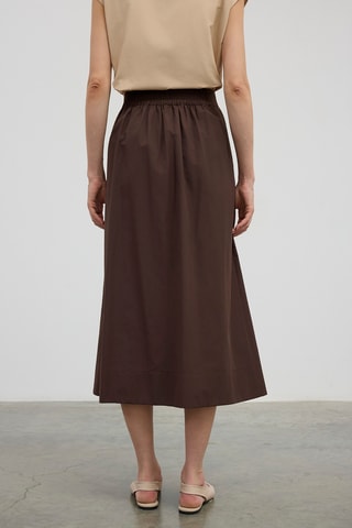 Jupe midi taille haute - Marron