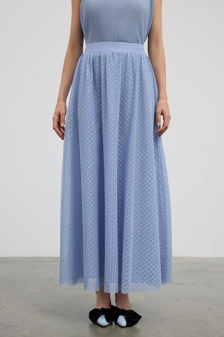 Jupe longue taille haute - Bleu