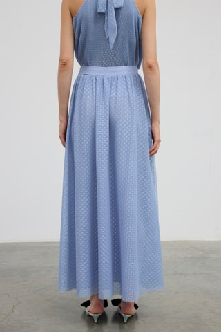 Jupe longue taille haute - Bleu