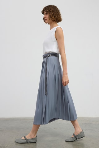 Jupe plissée taille haute - Anthracite