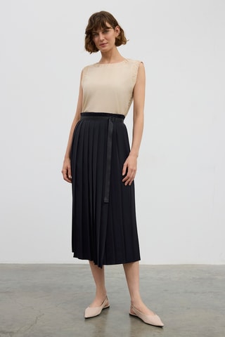 Jupe plissée taille haute - Noir