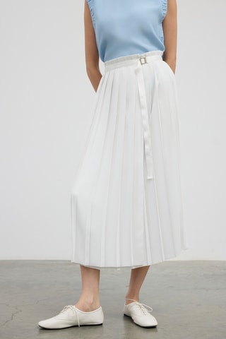Jupe plissée taille haute - Blanc