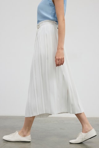 Jupe plissée taille haute - Blanc