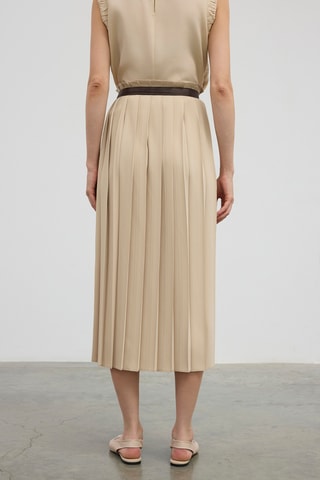 Jupe plissée taille haute - Beige