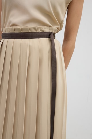 Jupe plissée taille haute - Beige