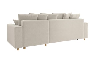 Canapé d'angle droit convertible Chartrons - Beige - 4 places - En velours côtelé