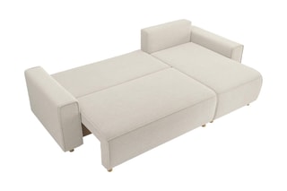 Canapé d'angle droit convertible Chartrons - Beige - 4 places - En velours côtelé