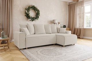 Canapé d'angle droit convertible Chartrons - Beige - 4 places - En velours côtelé