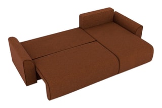 Canapé d'angle droit convertible Capucins - Terracotta - 4 places - En velours côtelé