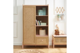 Armoire 1 porte Pablo - Naturel et rose