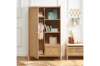 Armoire 1 porte Pablo - Naturel et rose