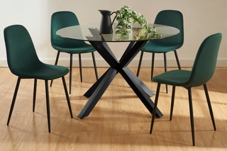 4 chaises Lena - Vert et noir