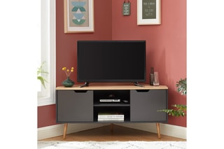 Meuble TV d'angle 2 portes Lyna - Anthracite
