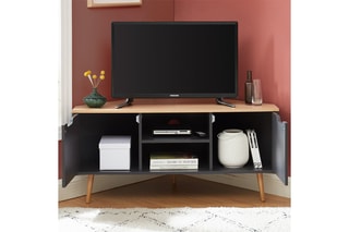 Meuble TV d'angle 2 portes Lyna - Anthracite