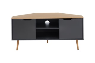 Meuble TV d'angle 2 portes Lyna - Anthracite