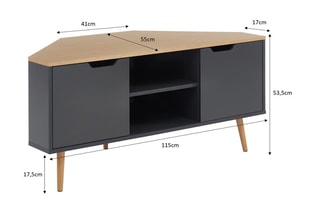 Meuble TV d'angle 2 portes Lyna - Anthracite