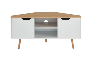 Meuble TV d'angle 2 portes Lyna - Blanc