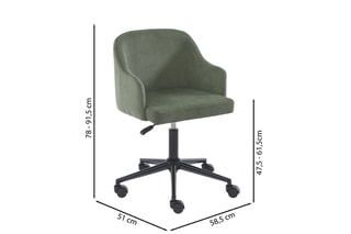 Fauteuil de bureau à roulettes Barnabe - 58,5 x 78/91,5 x 51 cm
