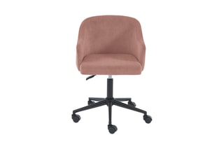 Fauteuil de bureau à roulettes Barnabe - Rose foncé - Tissu velours côtelé