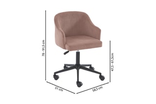 Fauteuil de bureau à roulettes Barnabe - Rose foncé - Tissu velours côtelé