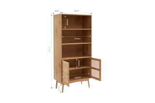 Bibliothèque 2 portes Ines - Imitation chêne - 80 x 171 x 40 cm
