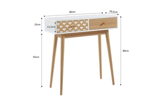Console 2 tiroirs Utah - Blanc et imitation bois