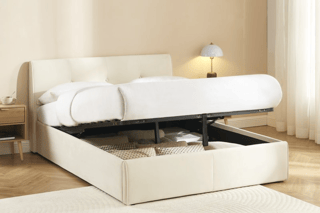 Lit-coffre avec sommier en bois Seguro - Couchage 140 x 190 cm