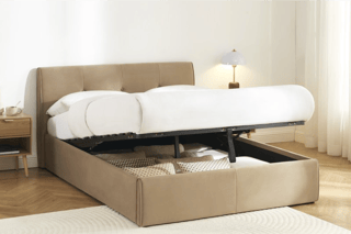 Lit-coffre avec sommier en bois Seguro - Couchage 140 x 190 cm