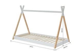 Lit enfant tipi Tiny - Blanc et naturel
