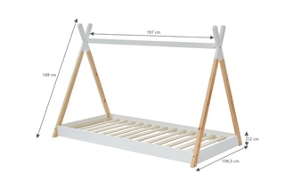 Lit enfant tipi Tiny - Blanc et naturel