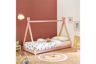 Lit tipi enfant Tiny - Rose et naturel