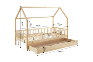 Lit cabane avec sommier Tiny - Naturel