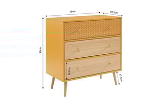 Commode 3 tiroirs Capucine - Orange et imitation bois