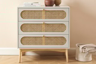 Commode 3 tiroirs Sixtine - Gris perle et naturel