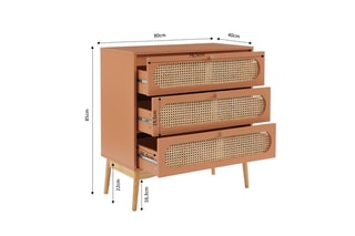 Commode 3 tiroirs Sixtine - Naturel et terracotta