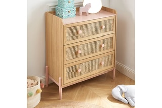 Commode enfant 3 tiroirs Pablo - Naturel et rose
