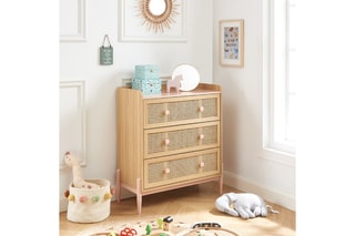 Commode enfant 3 tiroirs Pablo - Naturel et rose