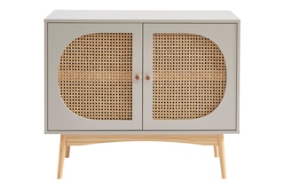 Buffet 2 portes en rotin et pin massif Sixtine - 90 x 75 x 40 cm