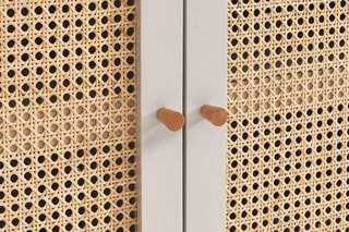 Buffet 2 portes en rotin et pin massif Sixtine - 90 x 75 x 40 cm